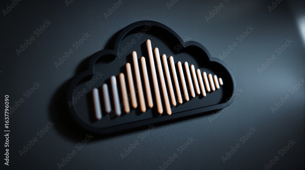 Obraz premium Cloud Storage, Audio Streaming, Digital Music, Data Backup, Secure Cloud, File Sharing, Online Music, Cloud Computing, Media Storage, Cloud 