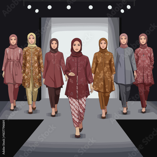 The image shows two women in traditional Indonesian attire, one wearing a crown and the other in modest clothing with a hijab, symbolizing cultural diversity.