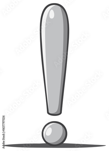 Cartoon Style Exclamation Point Icon - Warning, Danger, Announcement, Vector Illustration