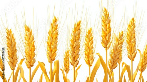 Golden Wheat Stalks Low Poly Vector Graphic for Harvest, Agriculture Food Branding