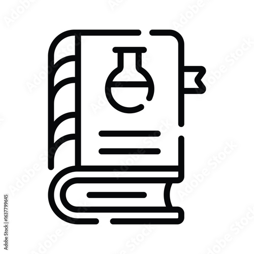 A linear icon of open chemistry book study