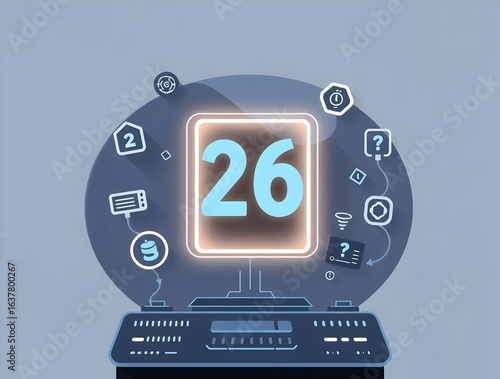 Futuristic Interface Number 26 and Connected System Icons