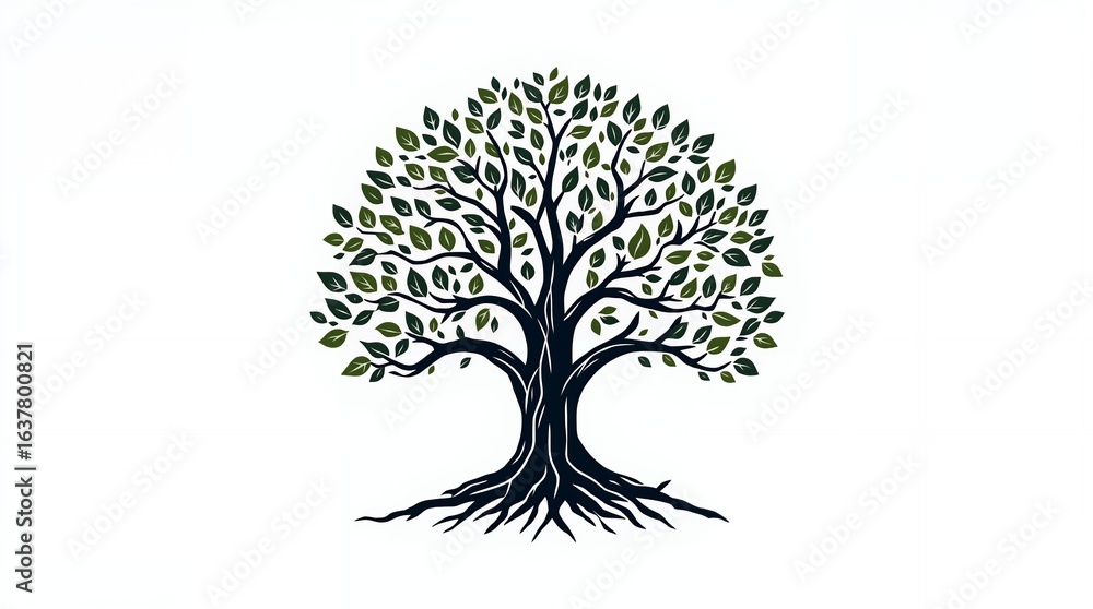 Fototapeta premium Lush Green Tree Logo Nature, Growth, and Stability Vector Graphic