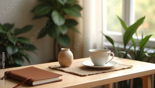 Wallpaper Mural Mindful Workspace with Tea and Daily Planner Torontodigital.ca