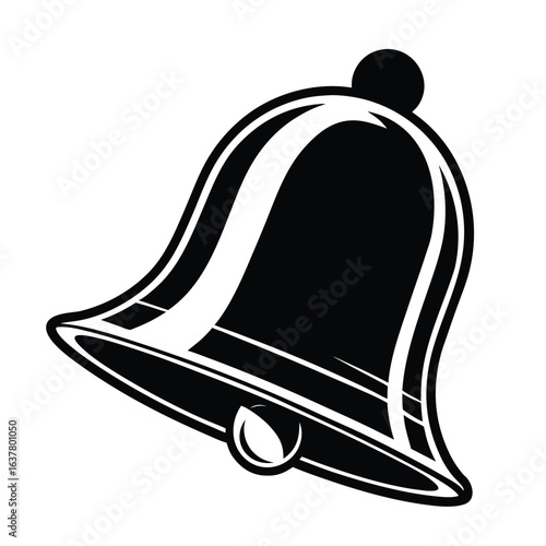 Vintage Style Black and White Hand-Drawn Bell Illustration; Classic Design Element, Announcement Symbol, Notification Icon,  Perfect for Retro Branding,  School Projects, or Holiday Designs.