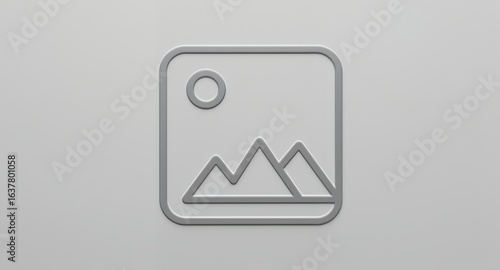 Modern Image Placeholder Icon Silver 3D Graphic for Websites Apps