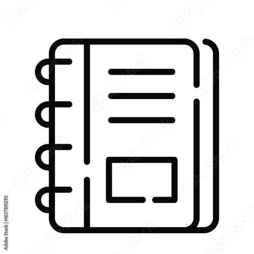 Well crafted outline icon of personal daily diary notebook