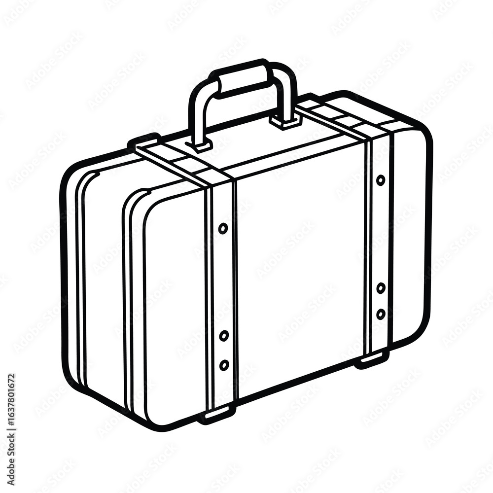 a line art drawing of a suitcase illustration on white background a line art drawing of a suitcase illustration on white background