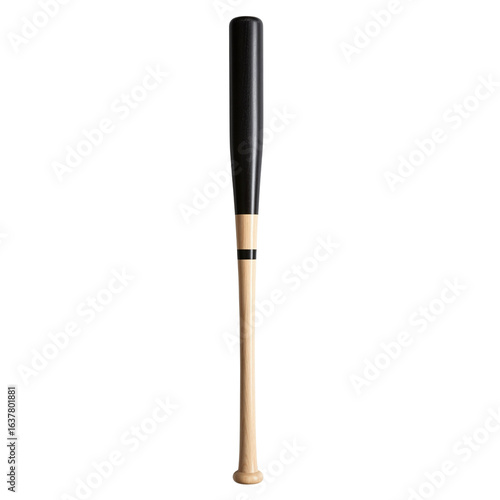 Wooden baseball bat sport equipment on transparent background
