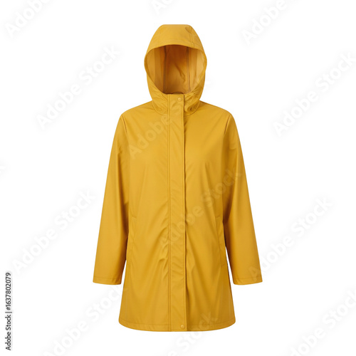 Yellow hooded waterproof raincoat for rainy weather protection