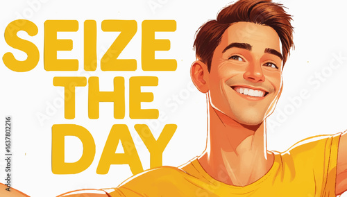 Embrace the day with youthful energy and vibrant optimism, feel the freedom, seize every moment with a positive attitude