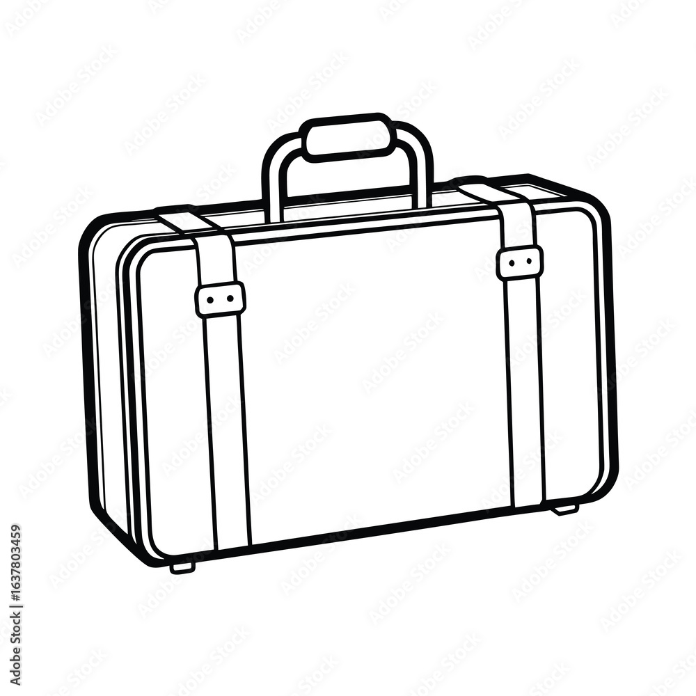 a line art drawing of a suitcase illustration on white background a line art drawing of a suitcase illustration on white background