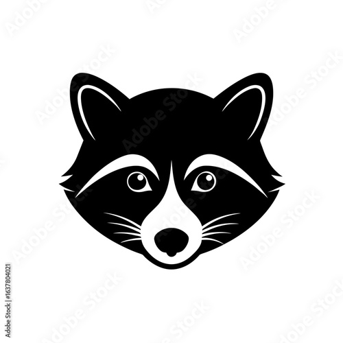 Raccoon face vector on transparent background silhouette