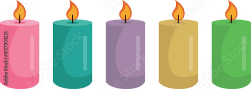 Birthday celebration Party event planning aroma candle set group kit sticks candle light editable colored icons set vector