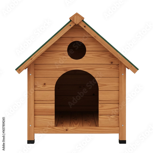 Quadro su tela Wooden dog house on a white background