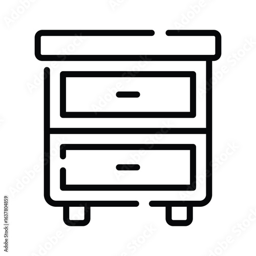 A linear icon showing wooden file cabinet drawers