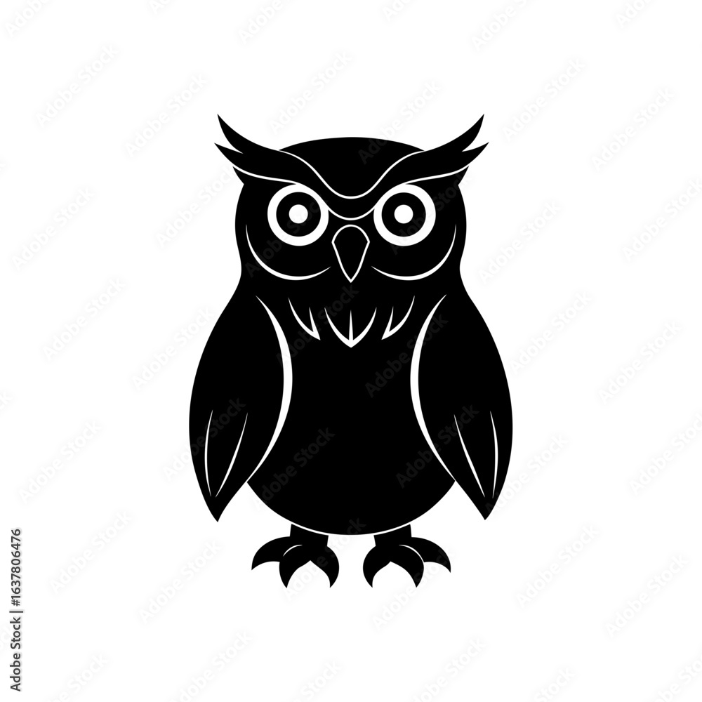 Fototapeta premium Silhouette of an owl on transparent background