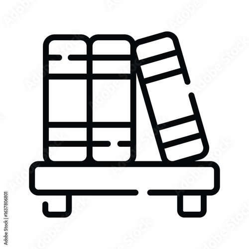 A premium outline icon of adjustable wooden book rack