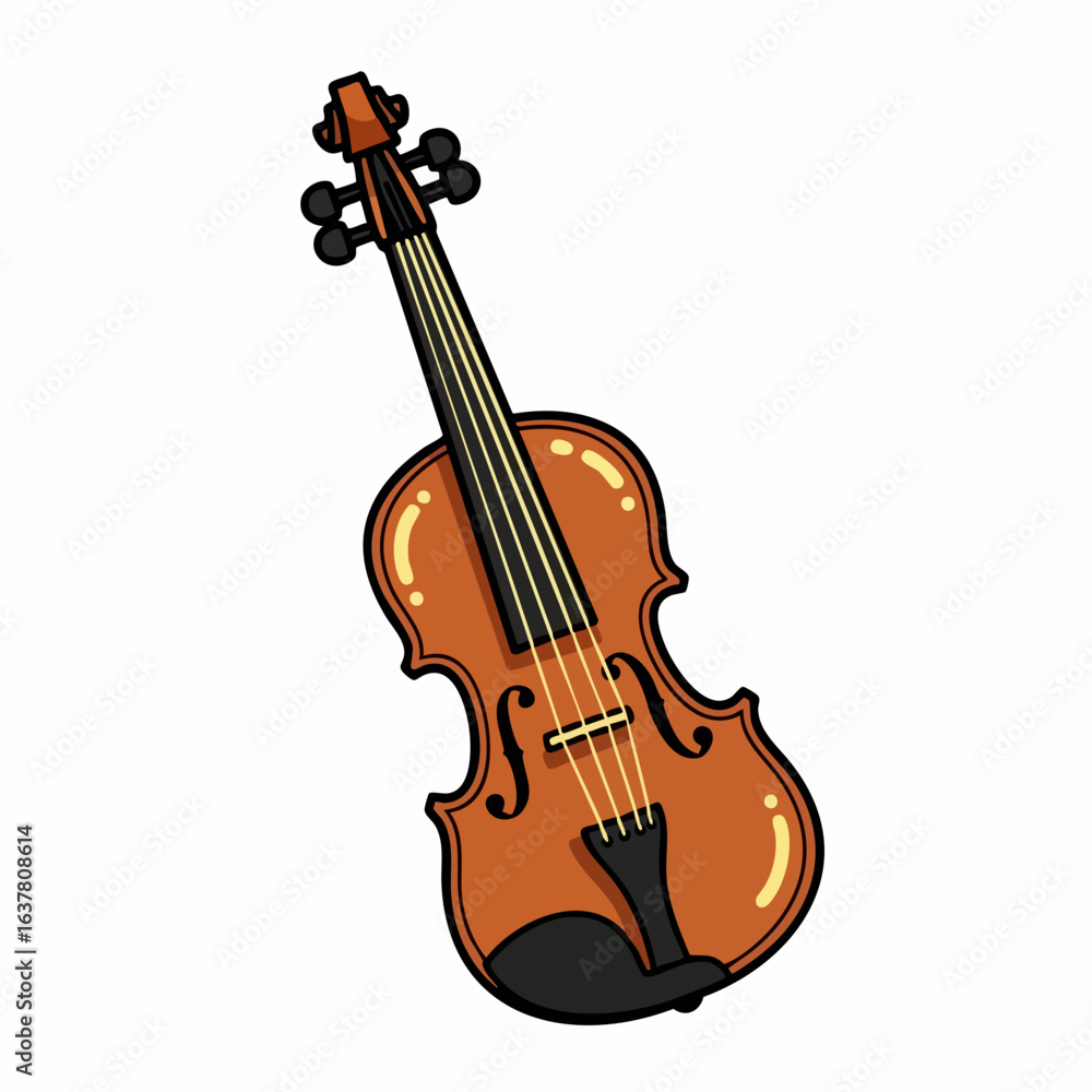 Fototapeta premium Vector SVG Illustration of a Classical Violin in Modern Flat Design with Warm Brown and Black Colors for Web and Digital Media