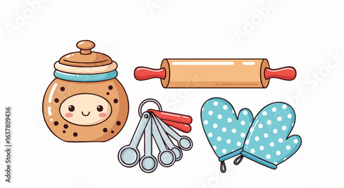 Vector SVG Illustration of Baby Food and Kitchen Items in Flat Design Style with Bright Colors