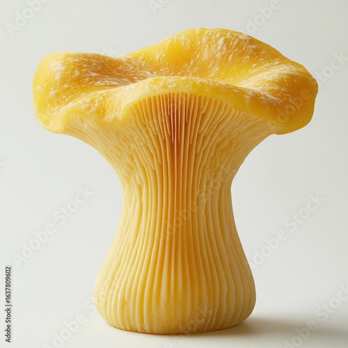 Bright Yellow Mushroom with Unique Texture and Shape Isolated on a Light Background for Culinary and Nature Photography