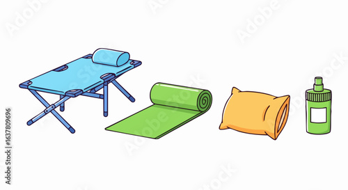 Minimalist Vector SVG Illustration of Yoga Equipment with Flat Design Style in Bright Colors for Wellness and Fitness Branding