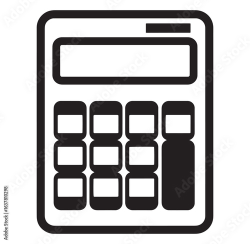 Simple black and white illustration of a calculator for financial calculations and accounting.