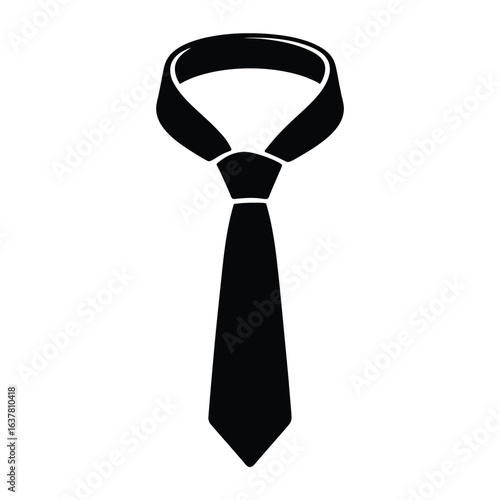 Classic black necktie knot illustration