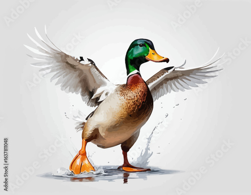 Beautiful Colorful Duck with white background vector