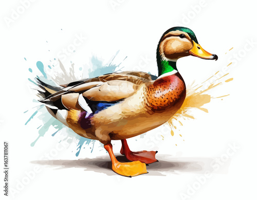 Beautiful Colorful Duck with white background vector