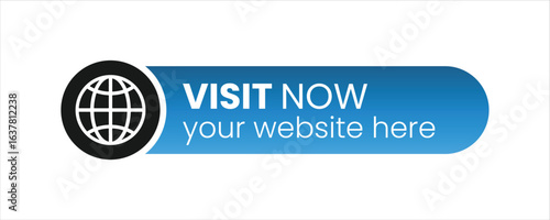 Visit now and call to action button, Flat vector icon for website