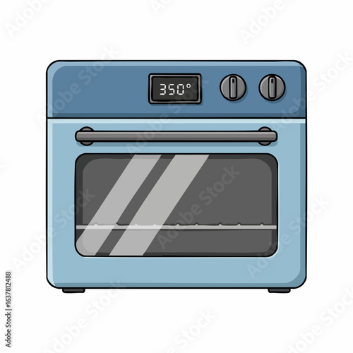 Minimalist Vector SVG Icon of Oven with Digital Display Flat Modern Design Blue Color