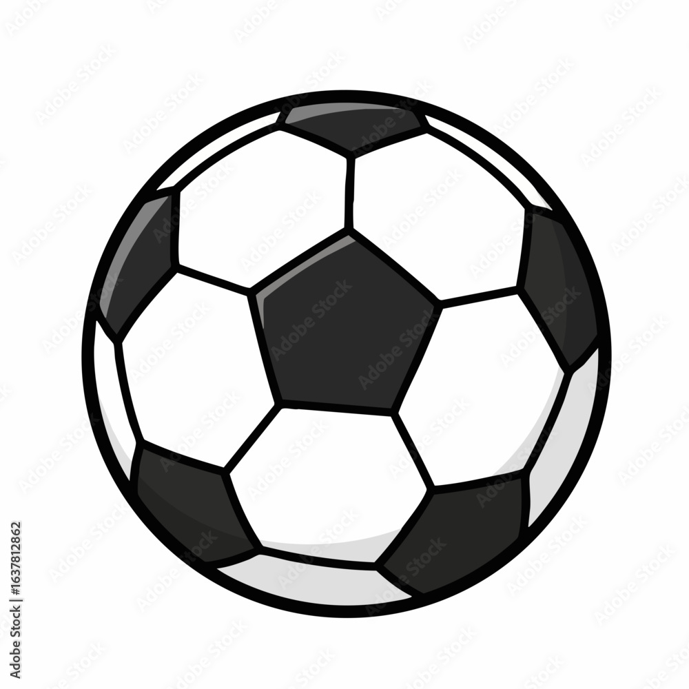 Fototapeta premium Minimalist Flat Vector SVG Illustration of a Soccer Ball with Black and White Hexagon Pattern in Modern Geometric Style for Sports Branding