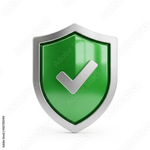 Green shield with checkmark symbol representing security and data protection