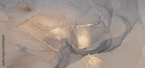 Abstract texture painting beige and grey neutral toned and golden splashes.