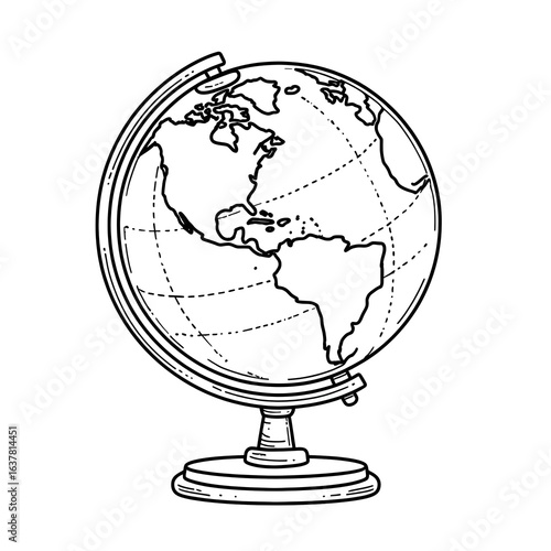 A globe on a stand coloring page