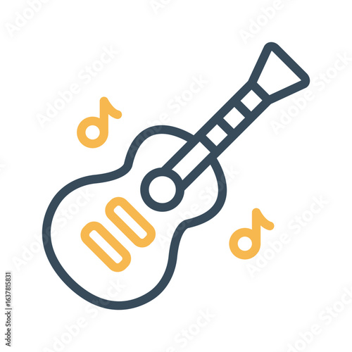 Guitar  Outline bold Vector Icon which can be easily modified or Edited 
