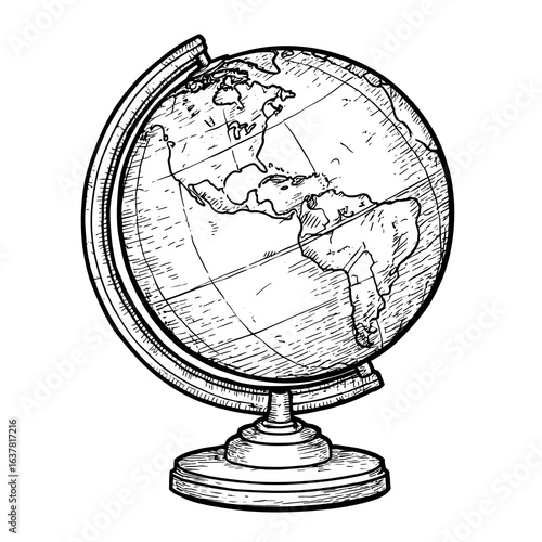 A globe on a stand coloring page