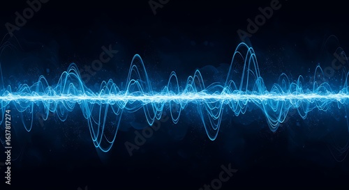 Wallpaper Mural Blue Digital Waveform on Dark Background Torontodigital.ca