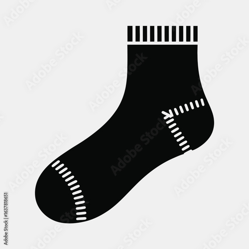 Simple black sock icon with white stripes