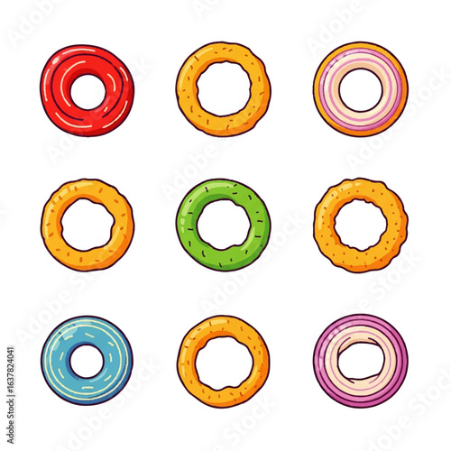 Set of colorful cartoon fast food icons