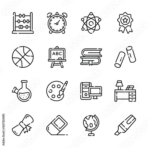 Grab this handy set of science and school study outline icons