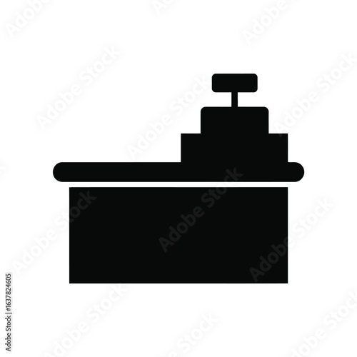 Simple silhouette of a cash register and counter