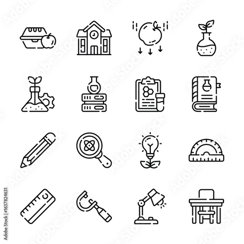 Check this amazing pack of science and school learning outline icons