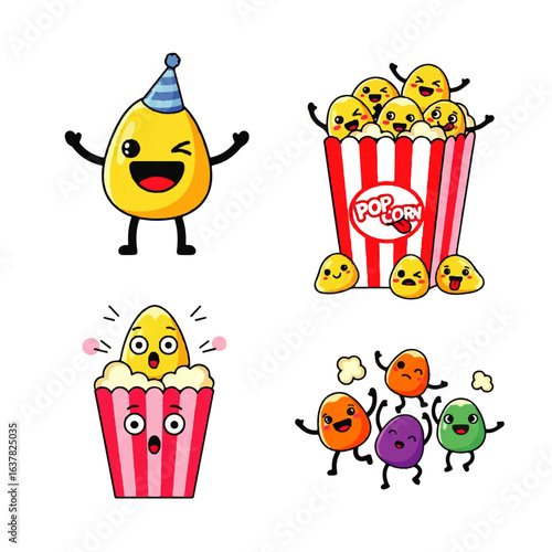 Set of colorful cartoon fast food icons