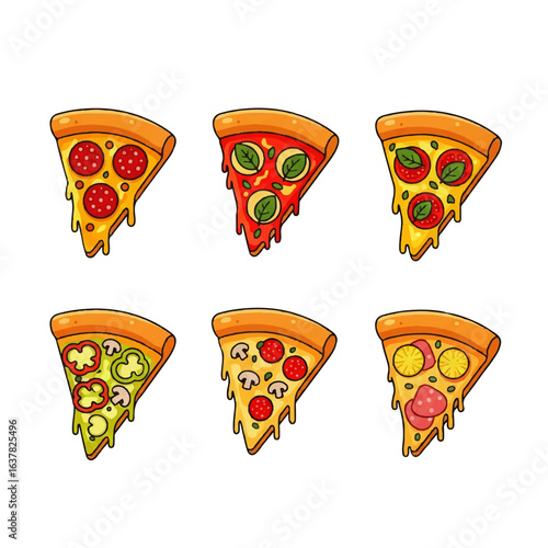 Set of colorful cartoon fast food icons