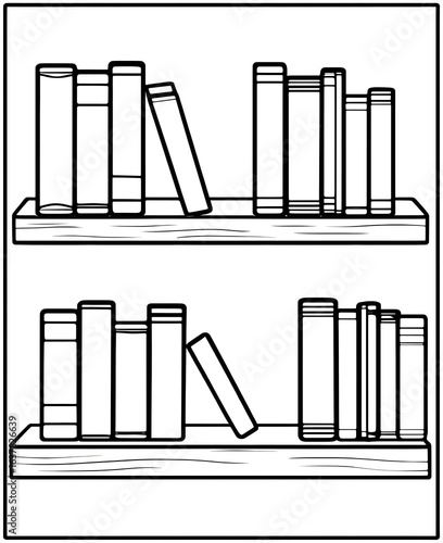 Book storage shelves coloring page