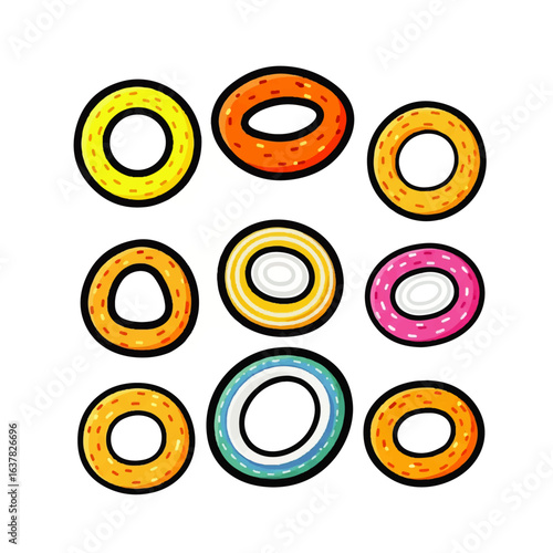 Set of colorful cartoon fast food icons