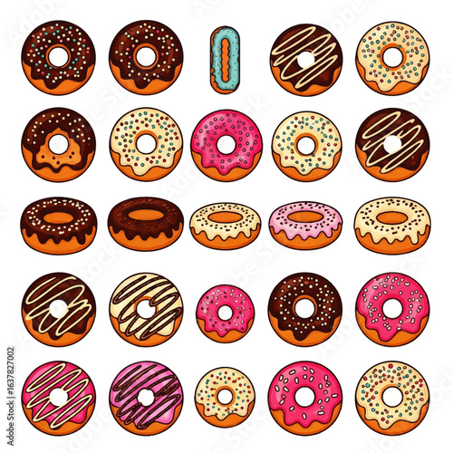 Set of colorful cartoon fast food icons