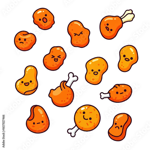 Set of colorful cartoon fast food icons